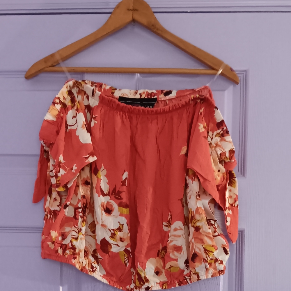 Polly & Esther | Coral Floral Off-Shoulder Blouse XL Nwt!